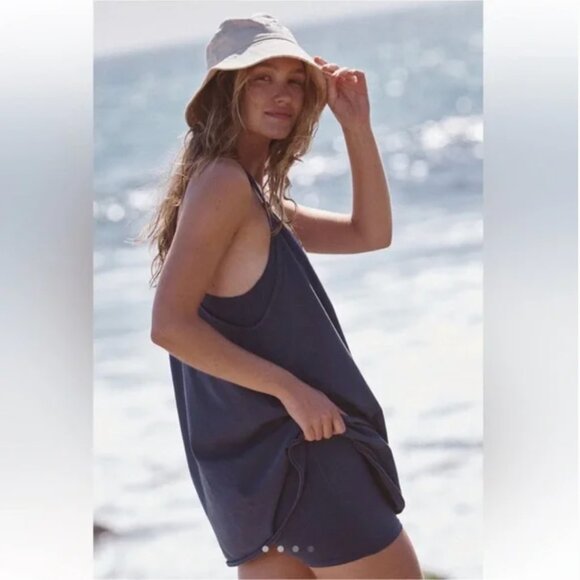 Free People Hot Shot Mini Dress Blue Indigo size Large - Picture 5 of 13
